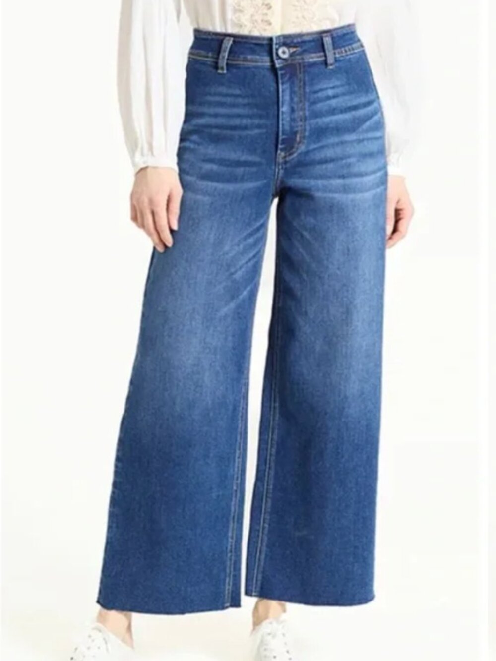 Oat New York • High Rise Flare Wide Leg Dark Wash Blue Jeans • 16W